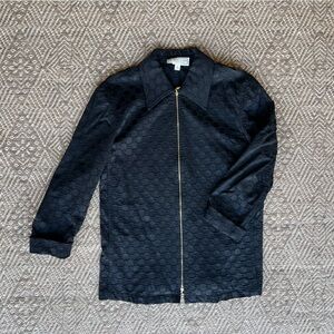 St. John Sport‎ Essentials Black Jacquard  Zip Up Jacket Womens Small